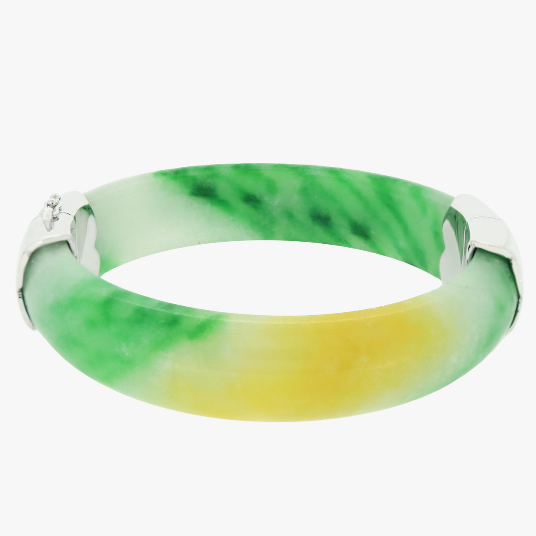 Celina | Stirling Silver Clasp Jade Bangle