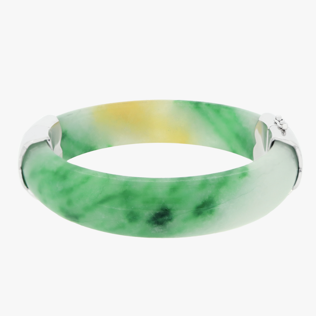 Celina | Stirling Silver Clasp Jade Bangle