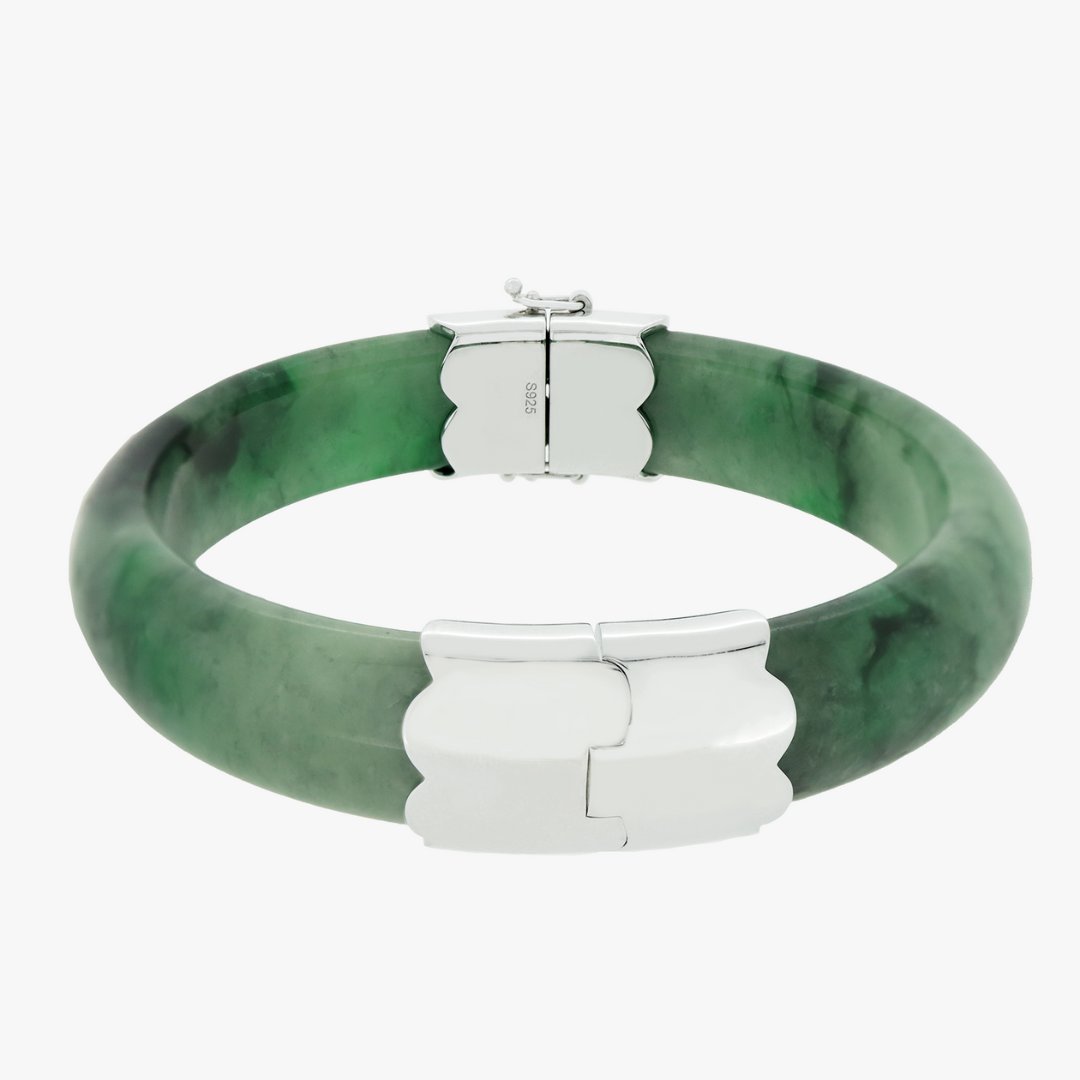 Estelle | Sterling Silver Jade Bangle