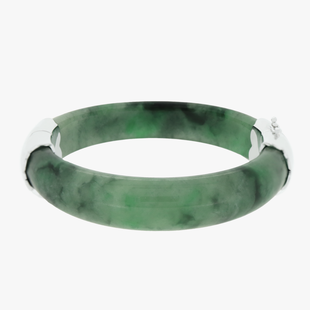 Estelle | Sterling Silver Jade Bangle