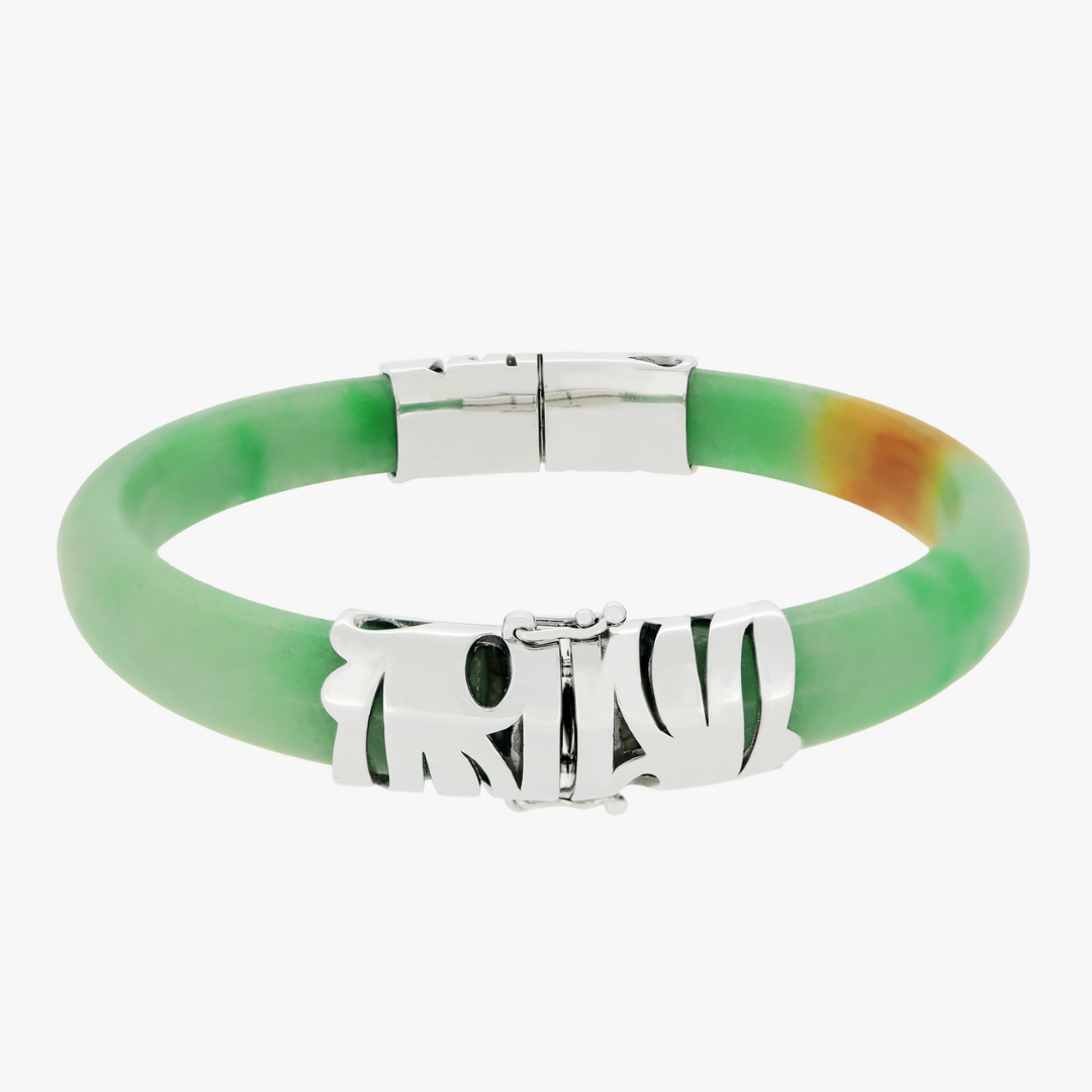 Liana | Sterling Silver Clasp Jade Bangle