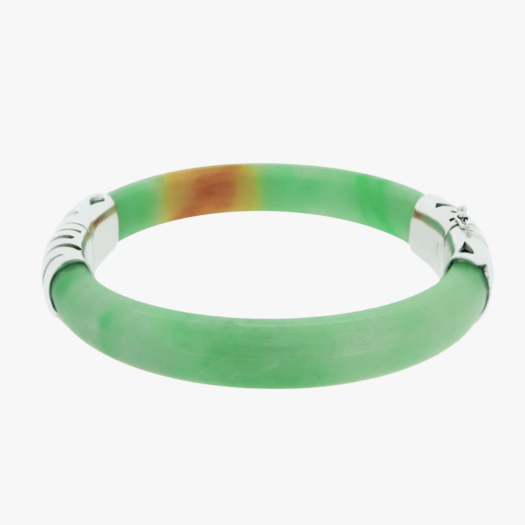 Liana | Sterling Silver Clasp Jade Bangle