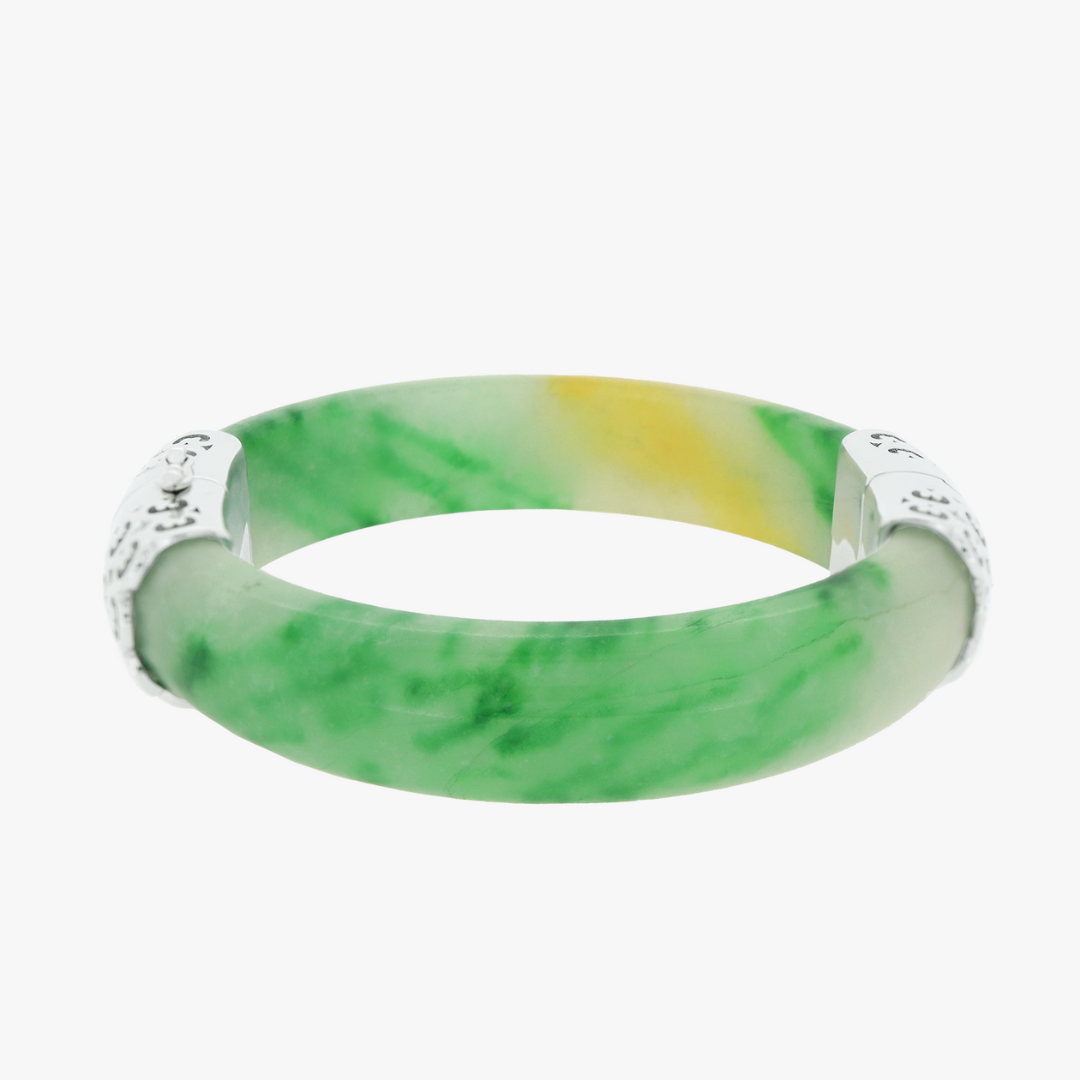 Vivienne | Stirling Silver Clasp Jade Bangle