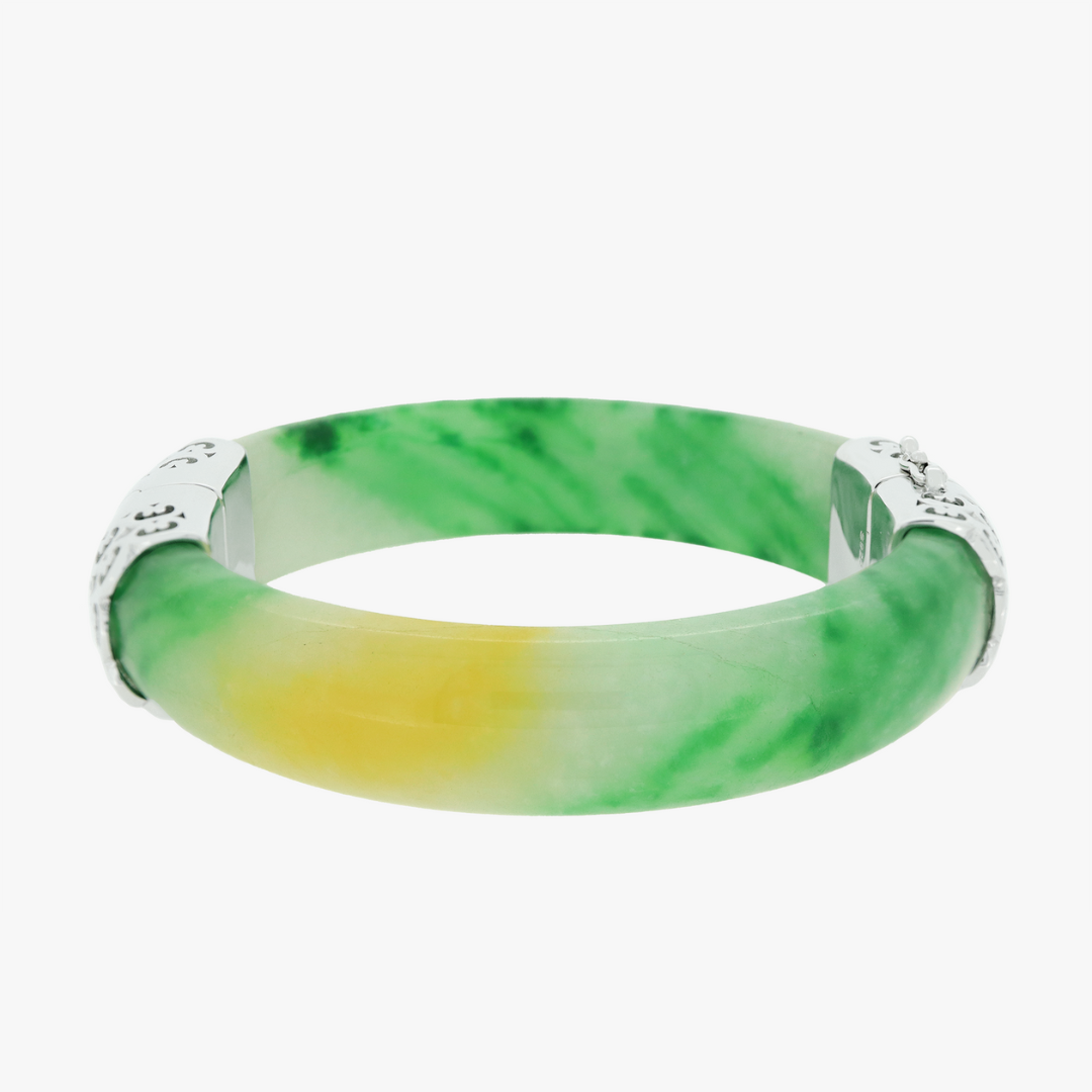 Vivienne | Stirling Silver Clasp Jade Bangle