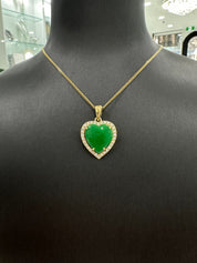 Heart Pendant | 18K Yellow Gold Burmese Jade Diamond Pendant