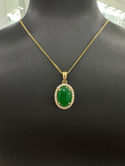 Oval Pendant | 18K Yellow Gold Burmese Jade Diamond Pendant