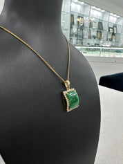 Square Pendant | 18K Burmese Jade Diamond Pendant