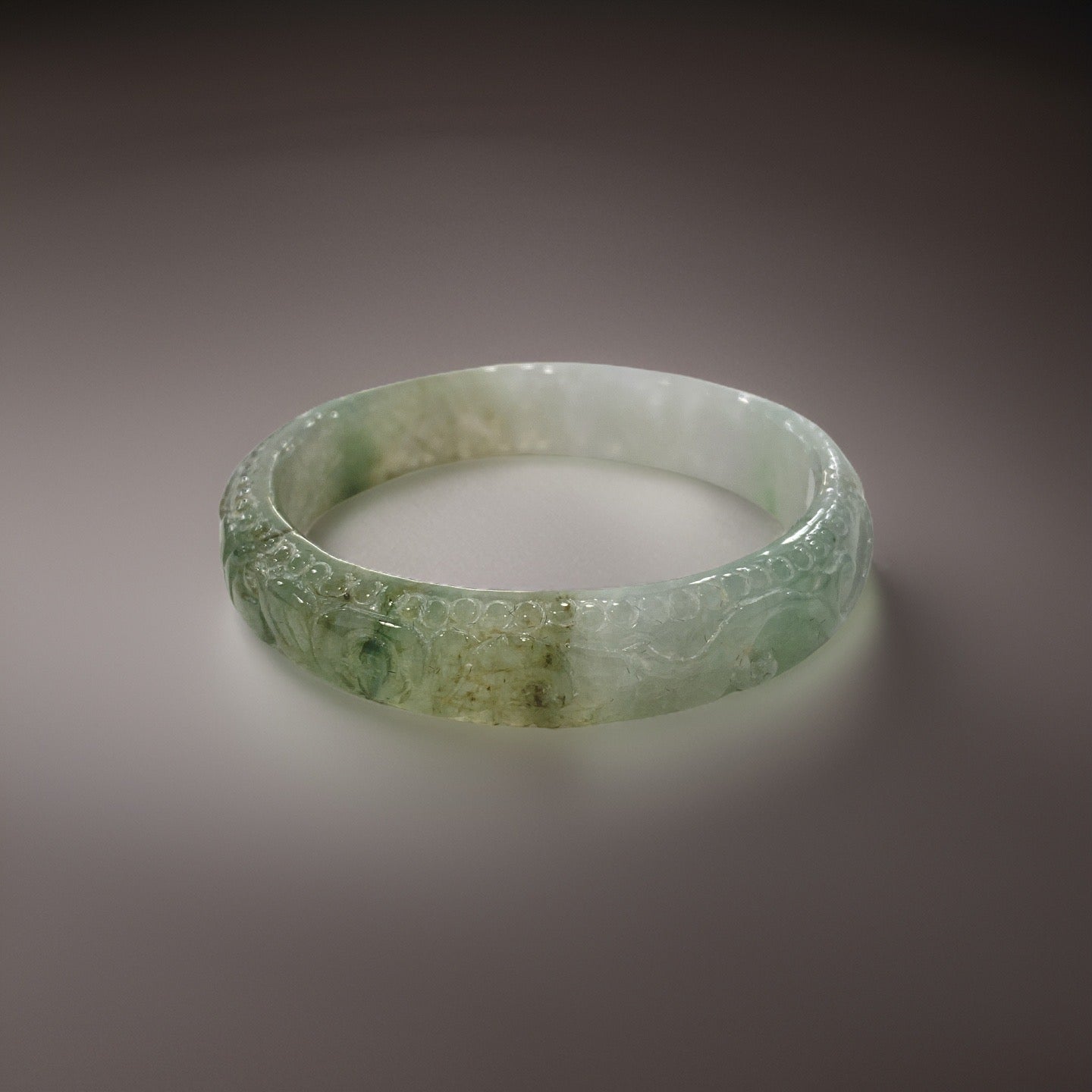 Paisley Fern Carved Jade Bangle