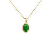 Oval Pendant | 18K Yellow Gold Burmese Jade Diamond Pendant