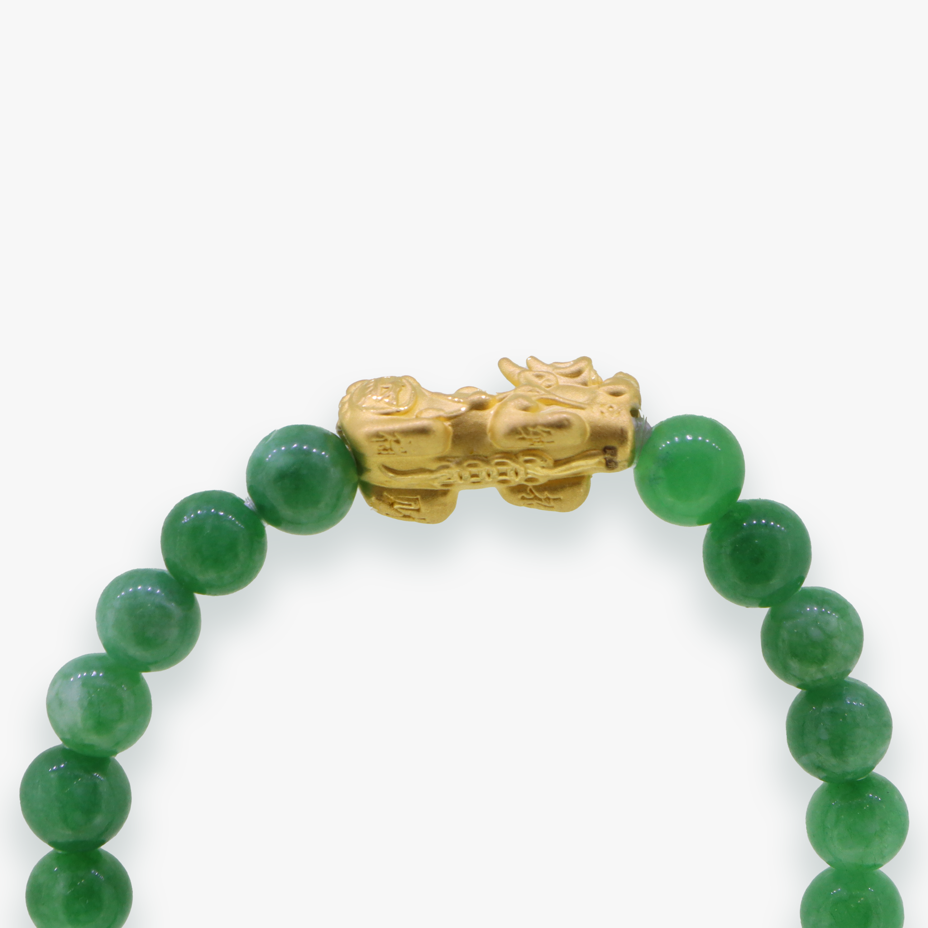 24K Yellow Gold Pixiu | Green Jade Bracelet