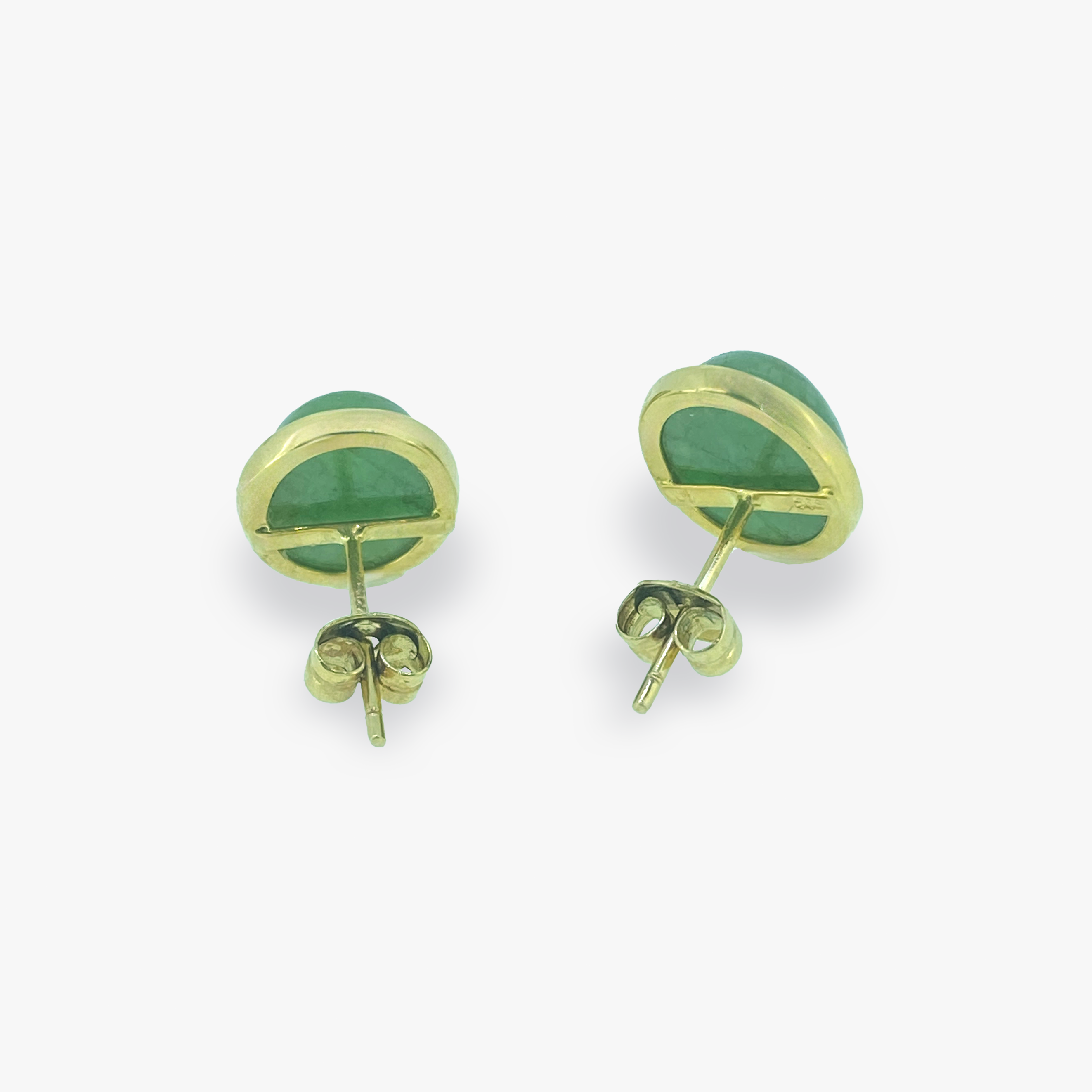 Erin | 14K Yellow Gold Oval Jade Earrings