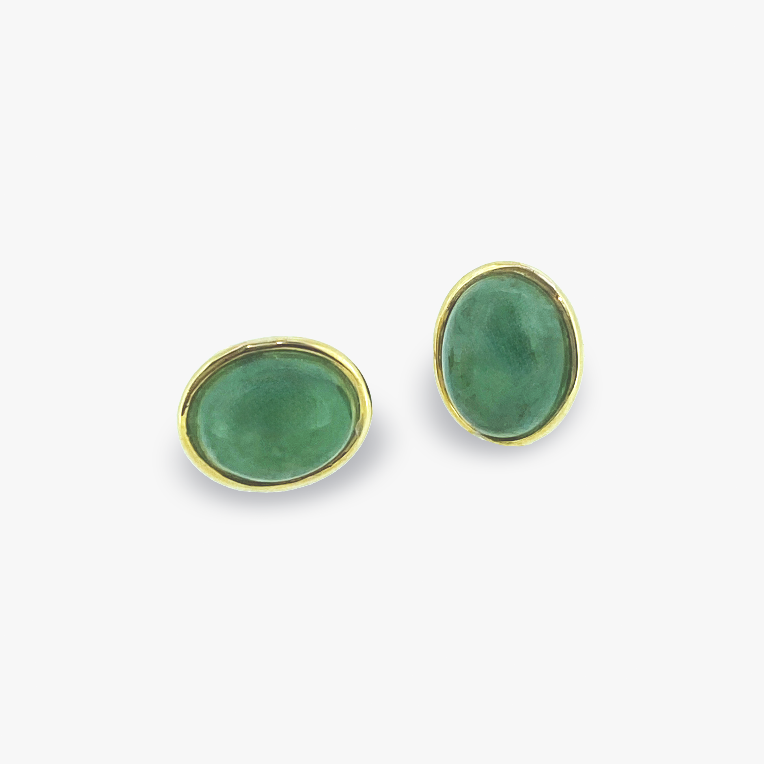 Erin | 14K Yellow Gold Oval Jade Earrings