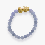 24K Yellow Gold Pixiu | Natural Aquamarine Beaded Bracelet