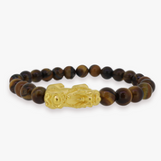 24K Yellow Gold Fortune Pixiu | Tiger Eye Bracelet