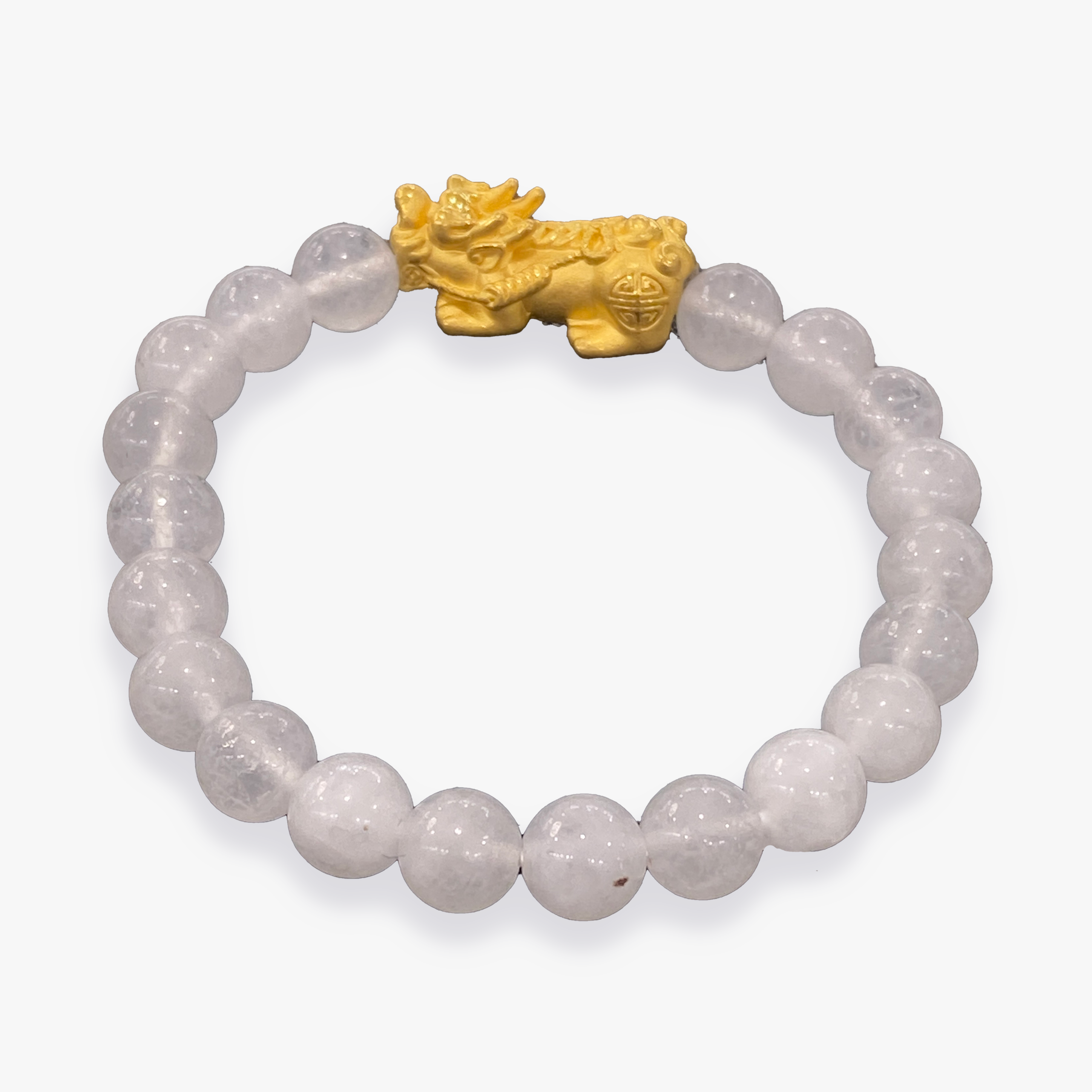 24K Yellow Gold Pixiu | White Quartz Bracelet