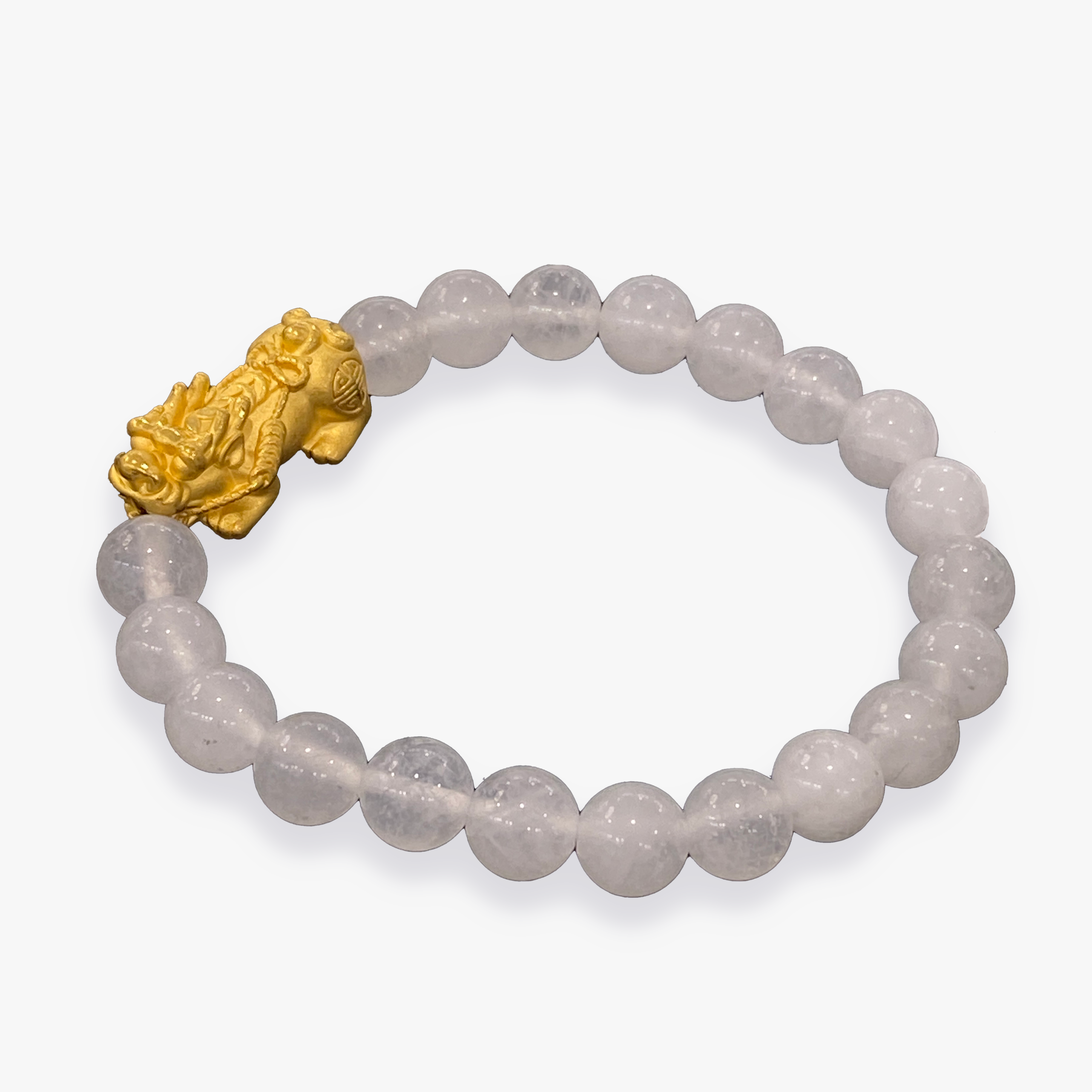 24K Yellow Gold Pixiu | White Quartz Bracelet