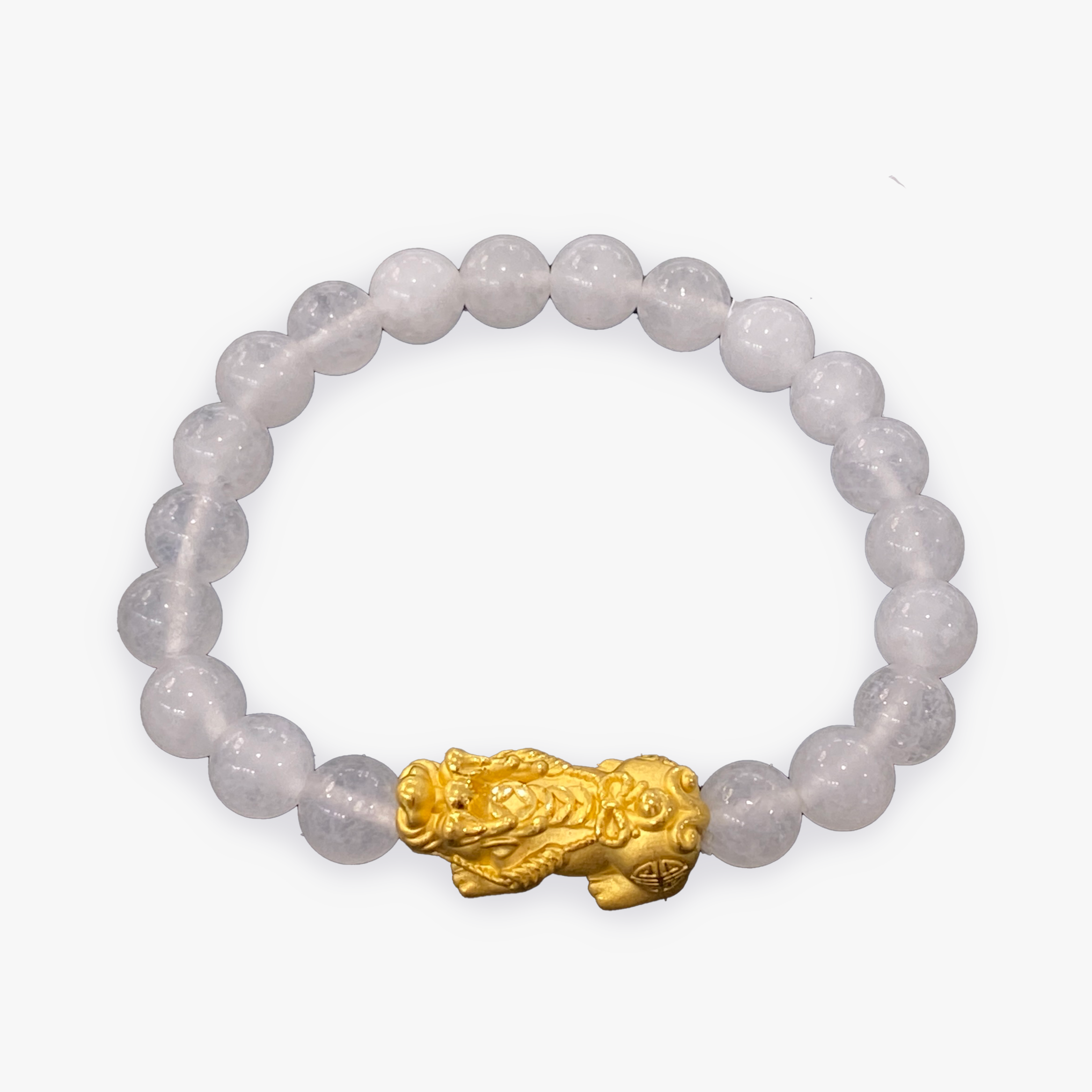 24K Yellow Gold Pixiu | White Quartz Bracelet