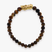 24K Yellow Gold Small Pixiu | Tiger Eye Bracelet